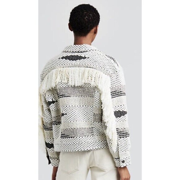 Levi's Made & Crafted Tribal Trucker Fringe Boxy Jacket Size 1 Unisex Blue White - Picture 10 of 10